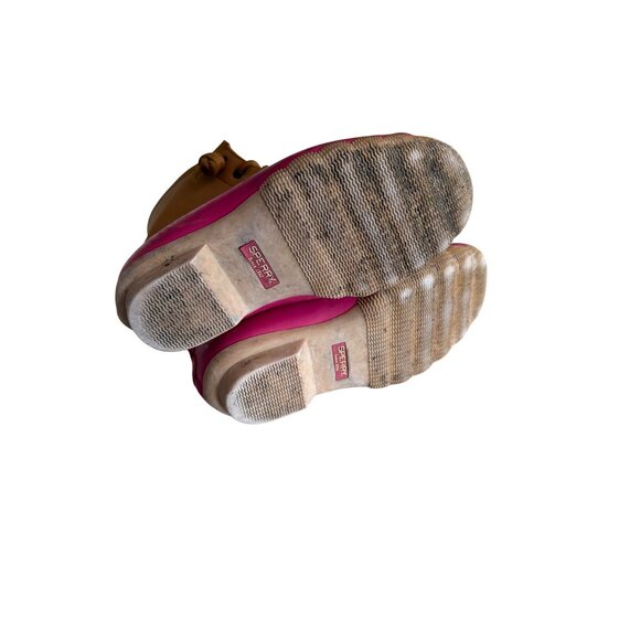 Sperry Girls Saltwater Pink & Tan Waterproof Duck Boots Size 13 US Fleece Lining - Picture 8 of 8